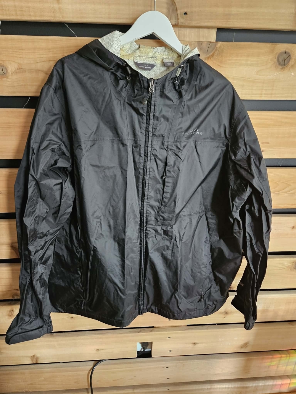 Eddie Bauer Black Hooded Rain Jacket